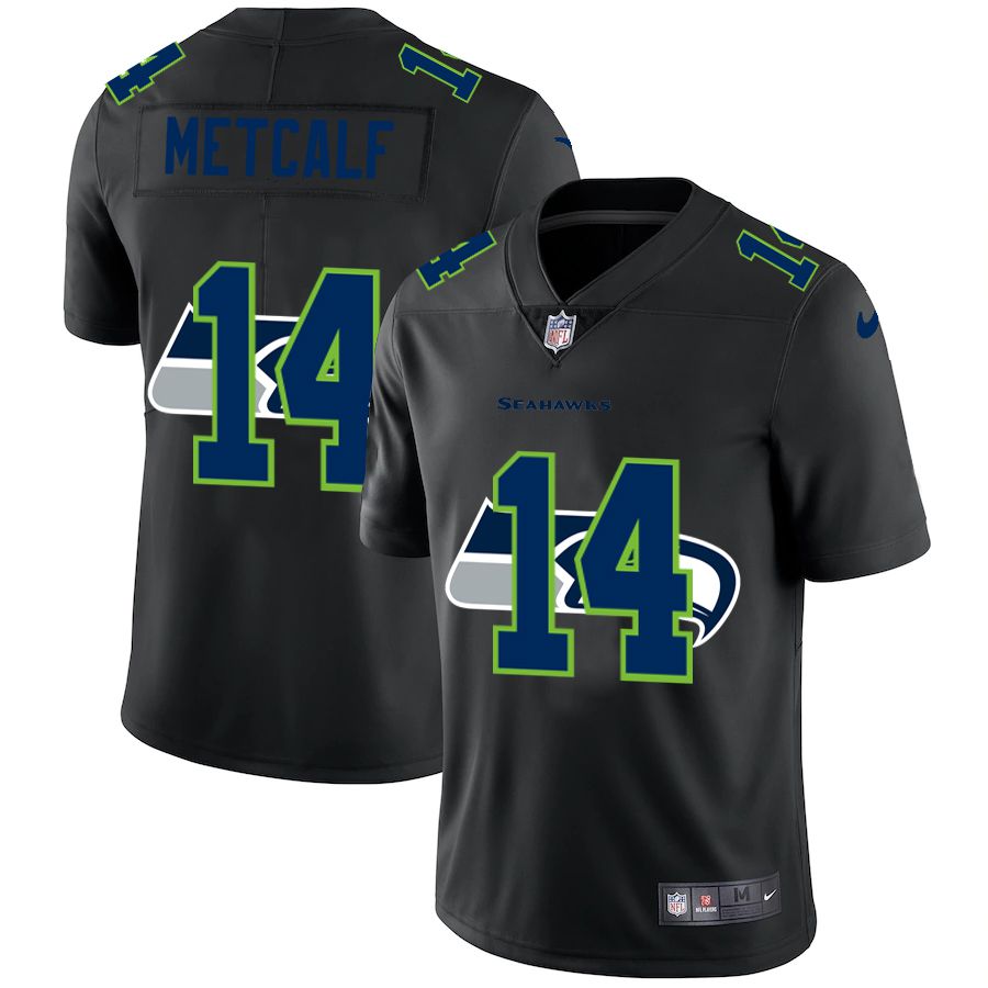 Men Seattle Seahawks #14 Metcalf Black shadow Nike NFL Jersey